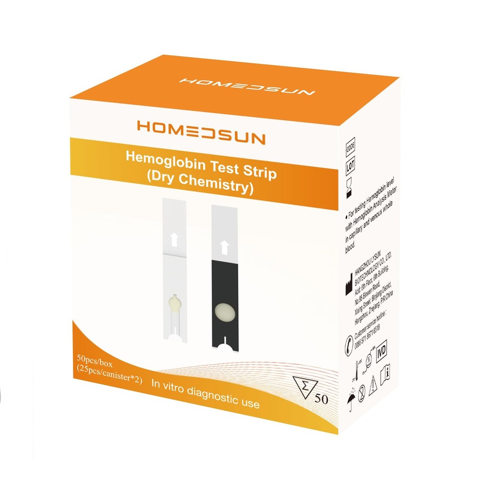 HOMEDSUN 50 Pack Hemoglobin Siphon Test Strips with Lancets Exclusively Compa...