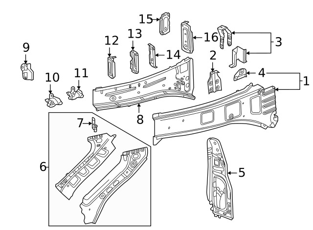 Genuine Passenger Side Front Compartment Front Side Rail Reinforcement 84543106