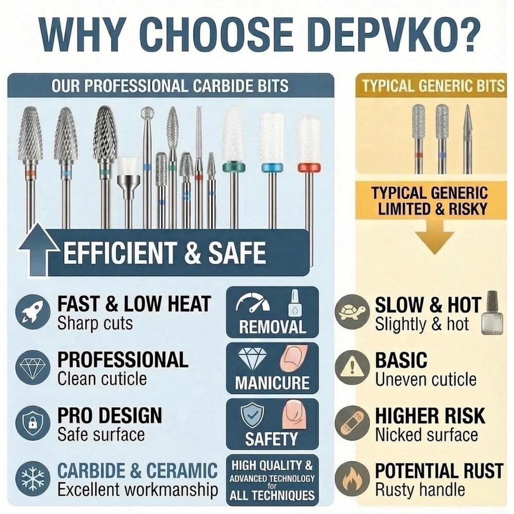 Depvko 13PC Nail Drill Bits Set, for Nails, 13 Piece 13pcs