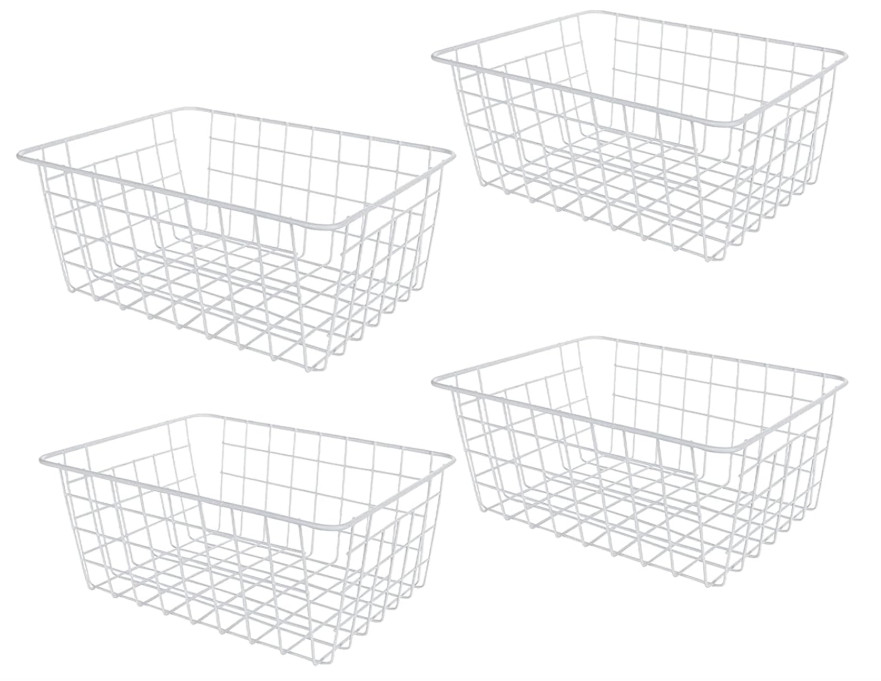 4 Pack Stackable Wire Baskets for Deep Freezer & Pantry Organization