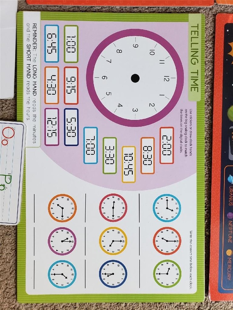 Teaching Classroom Materials Solar System Math Language Time Wipe Off Boards EUC