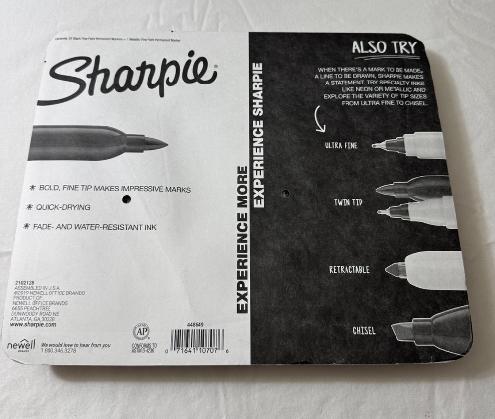 Sharpie Permanent Markers, Original Fine Point, Black, 24+1 Count