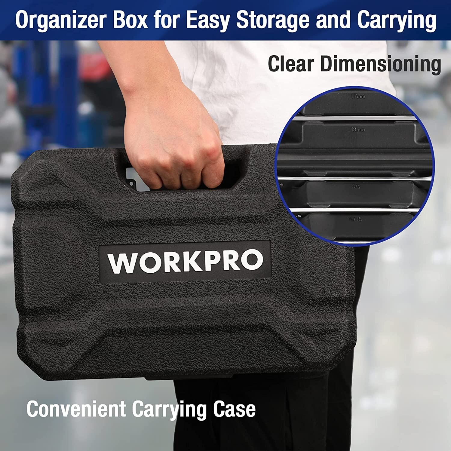 WORKPRO 22-Piece Ratcheting Combination Wrench Set 72 Teeth CR-V Metric & SAE