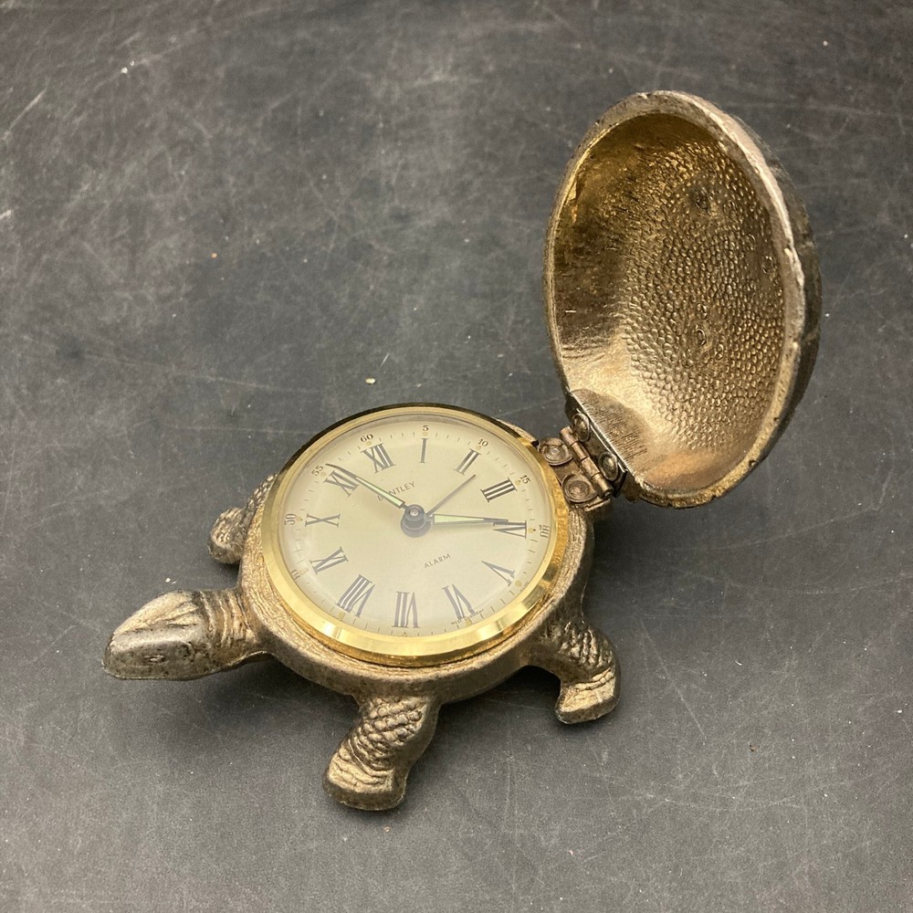 Desktop Bentley Alarm Clock in a Solid Brass Turtle Base/Clock NOT Working AS-IS