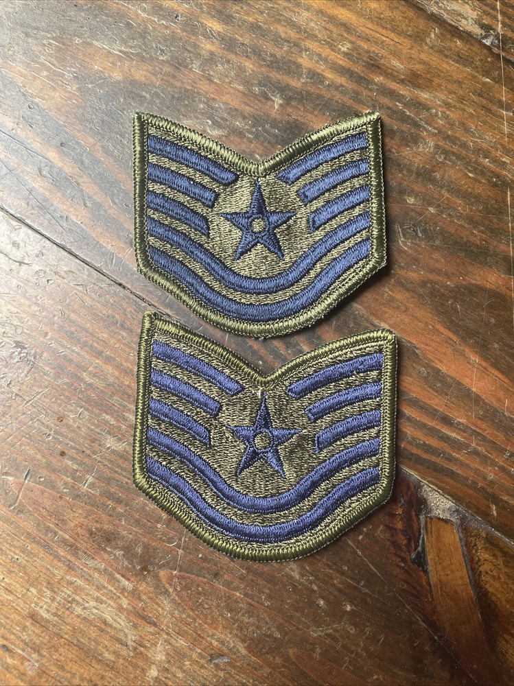 2 USAF US Air Force Technical Sergeant Chevrons Stripes E6 Subdued Stripe Rank
