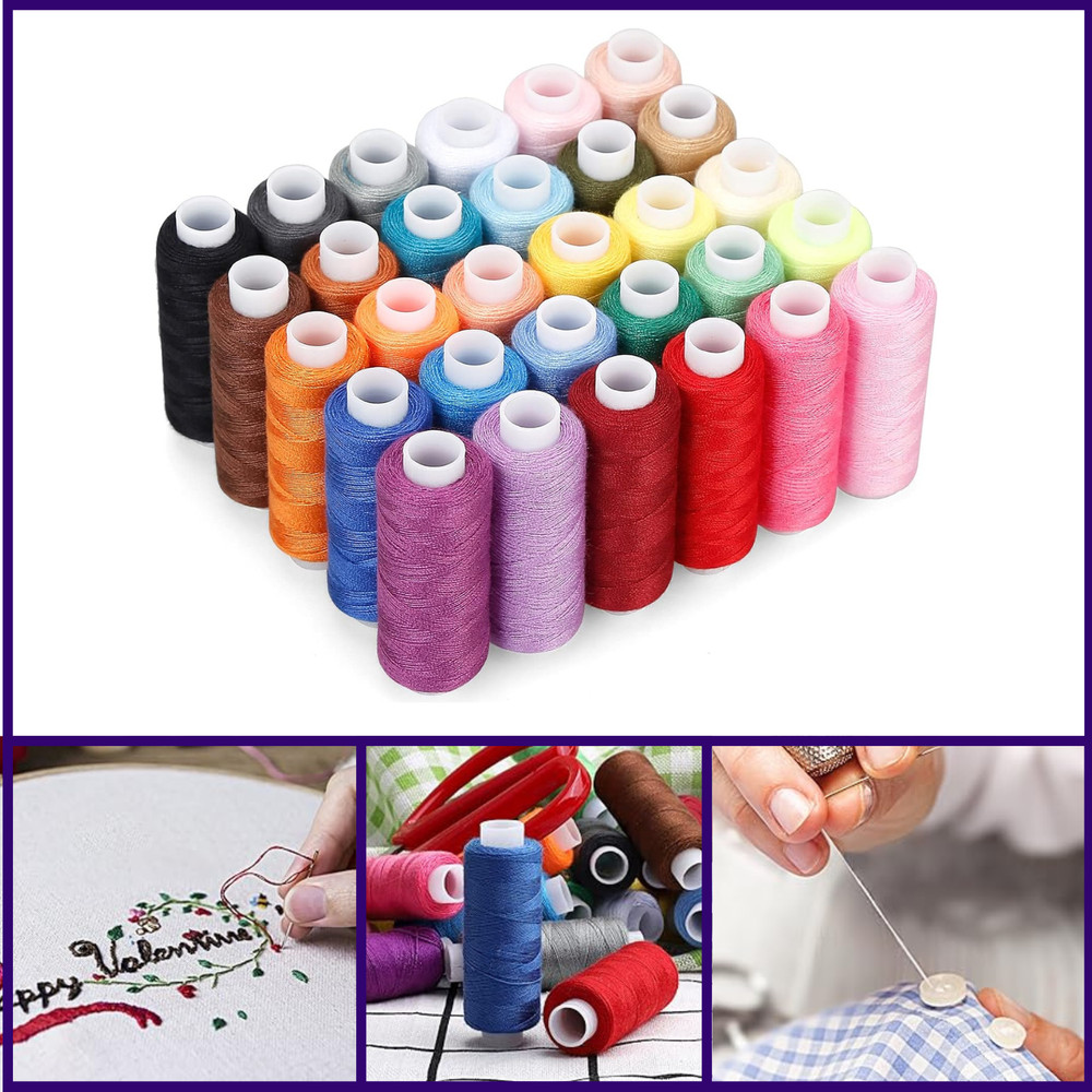 30 Spools Sewing Threads Kits Colors Polyester 250 Yards Per for Hand Sewing