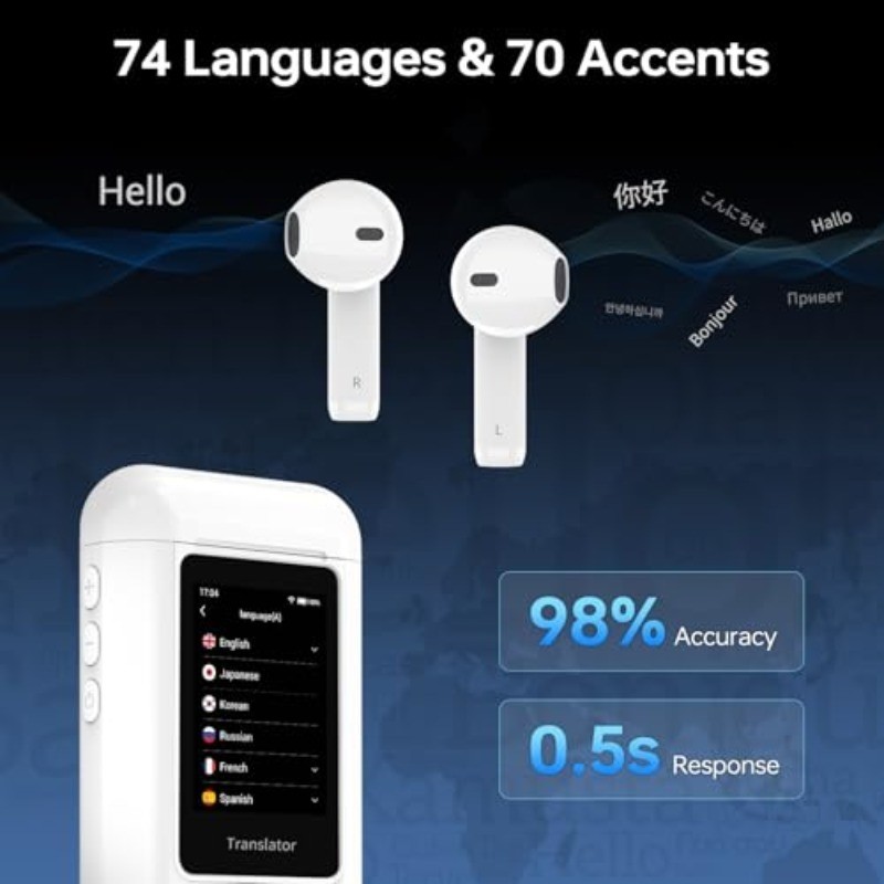 ANFIER A8 AI Translation Earbuds Real Time with ChatGPT, Language Translator Dev