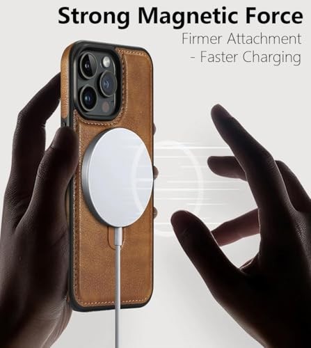 Magnetic for Leather Case,Invisible Stand [Compatible with iPhone 16e Brown