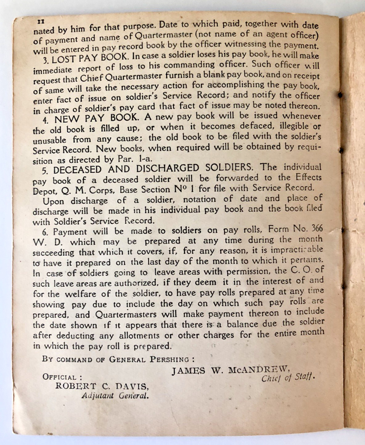 WWI American Expeditionary Forces 1918 Soldier’s Individual Pay Record Book