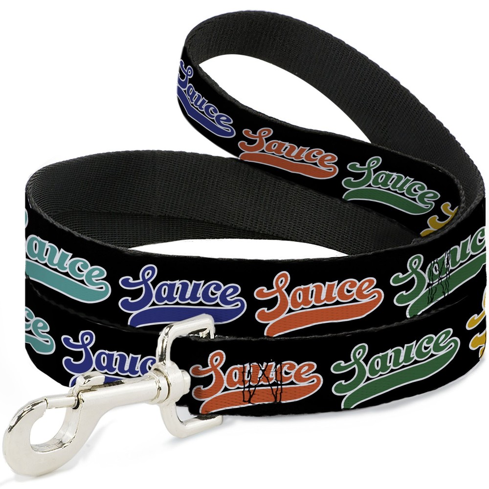 Dog Leash SAUCE Baseball Script Black/Multi Color
