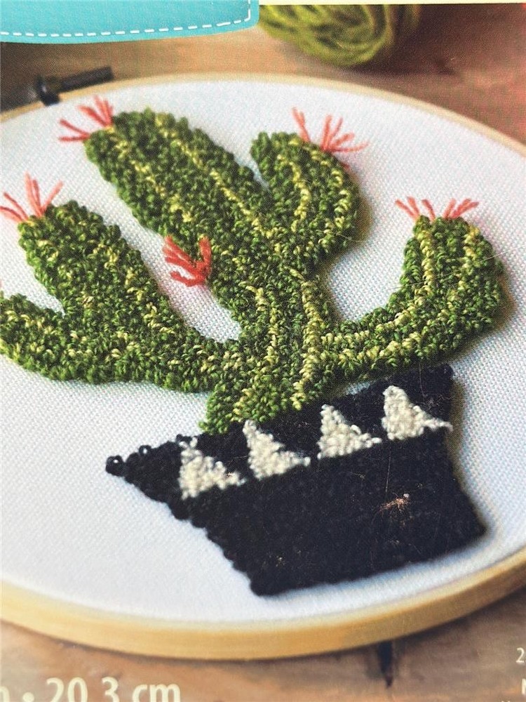 DIMENSIONS Punch Needle Embroidery Kit - CACTUS - 8" Round