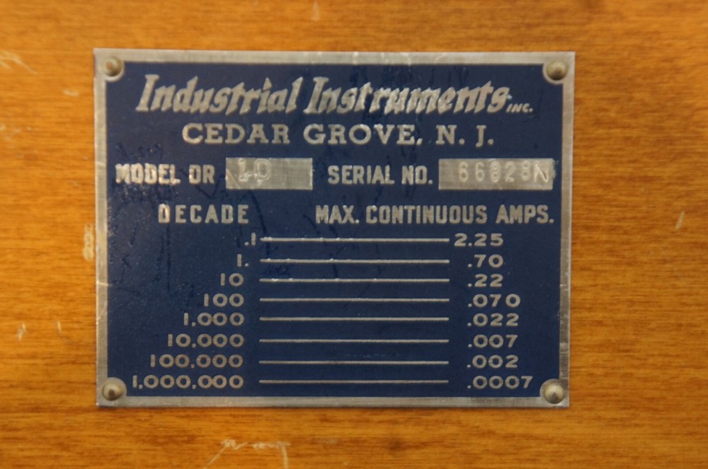 Industrial Instruments ABS OHMS Variable Resistor Box Model 1D