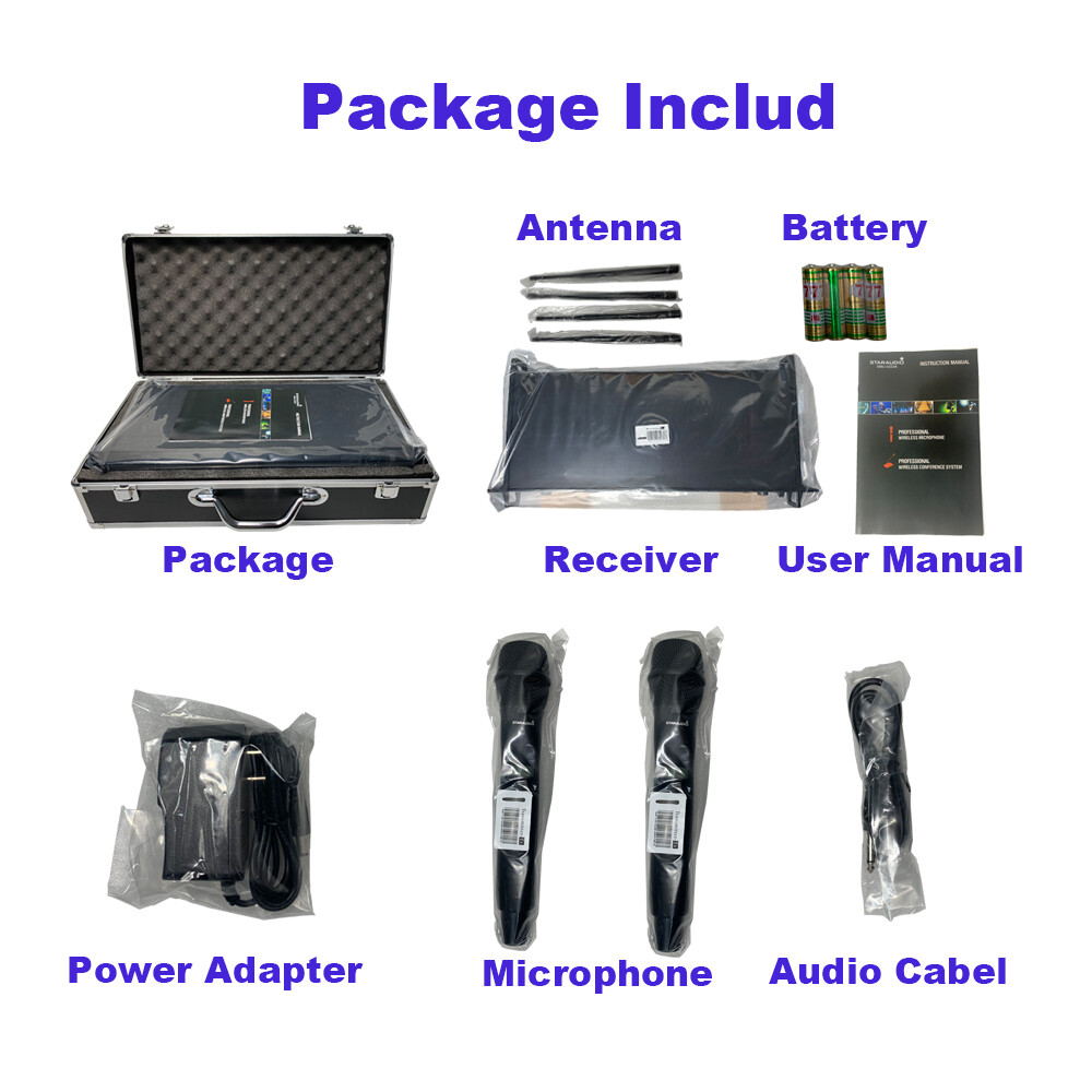 2CH Wireless Handheld Mic Dynamic UHF Microphone Receiver System Church KTV Mic