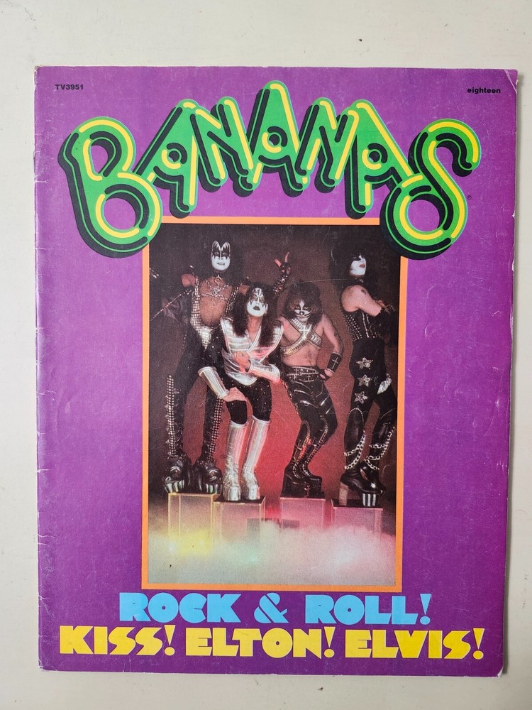 KISS RARE Vintage 1978 Bananas Magazine Group Pedestal Cover Elton John Elvis