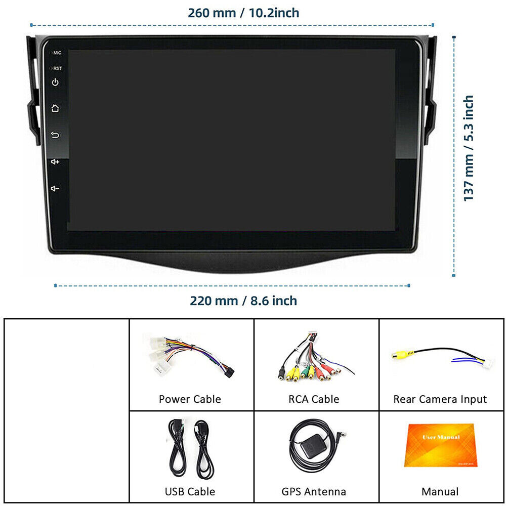 Android 15.0 For Toyota RAV4 2007-2011 Car Radio Stereo GPS Navi WIFI Bluetooth