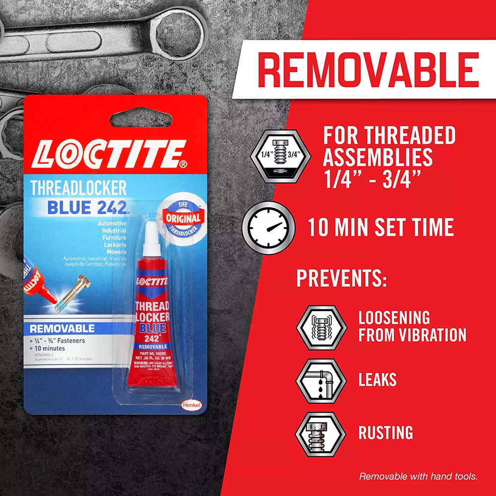 Loctite Threadlocker Blue 242 - Medium Strength Removable Adhesive, 6ml