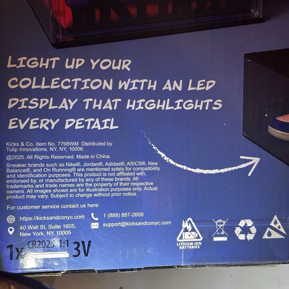 Kicks & Co. Stackable Sneaker RGB Led Display Case Magnetic Shoe Box US 13.5 USB