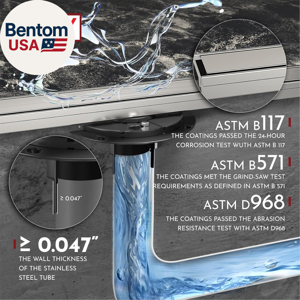 36 Inch Linear Shower Drain Rectangular Floor Drain with Accessories Reversible