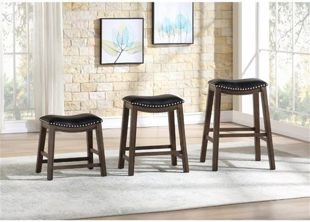 Ordway Solid Wood Saddle Height Dining Stools - Versatile Black Kitchen Seating
