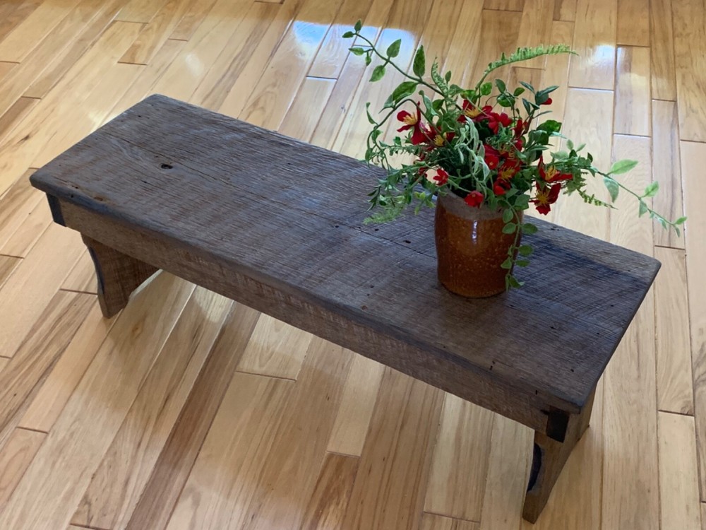 Primitive reclaimed barn wood bench table stand stool