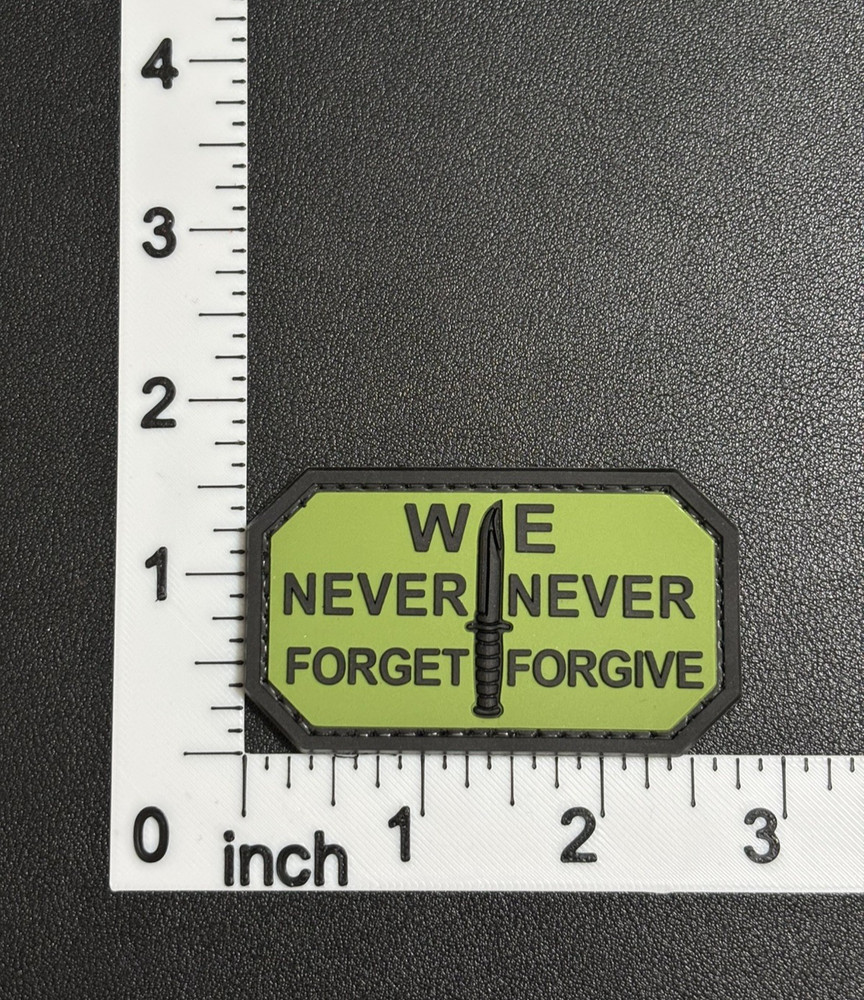 PVC Tactical Patch - We Never Forget Never Forgive Patch - Knife Morale Patch