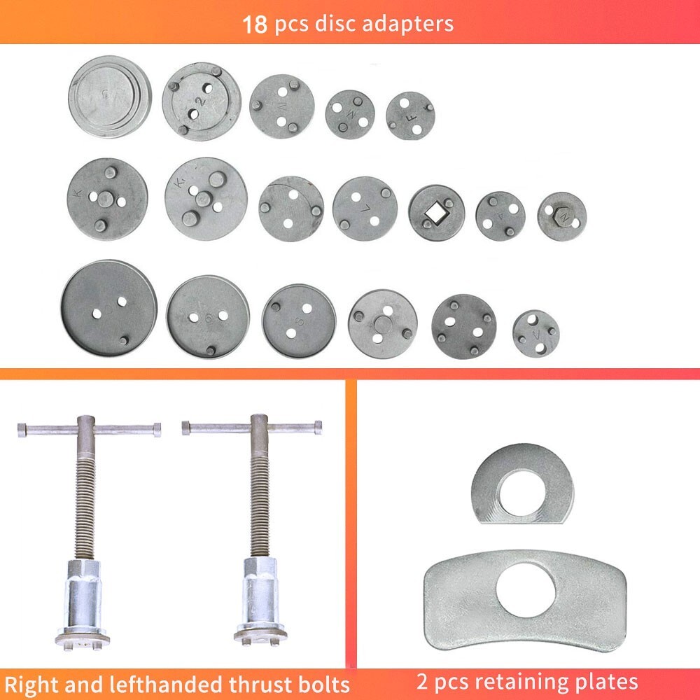 22pc Universal Disc Brake Caliper Compressor Rewind Piston Wind Back Tool Set US