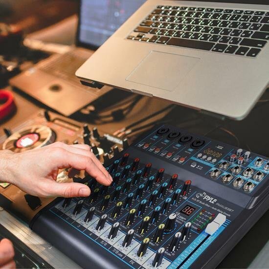 Pyle PMXU83BT Bluetooth 8 Ch. Studio / DJ Controller Audio Mixer Console System