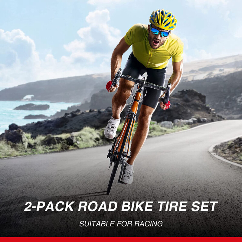 Chao YANG 2Pack Road Bike Tire Set Clincher Foldable Bicycle Tire 120PSI 700x23C