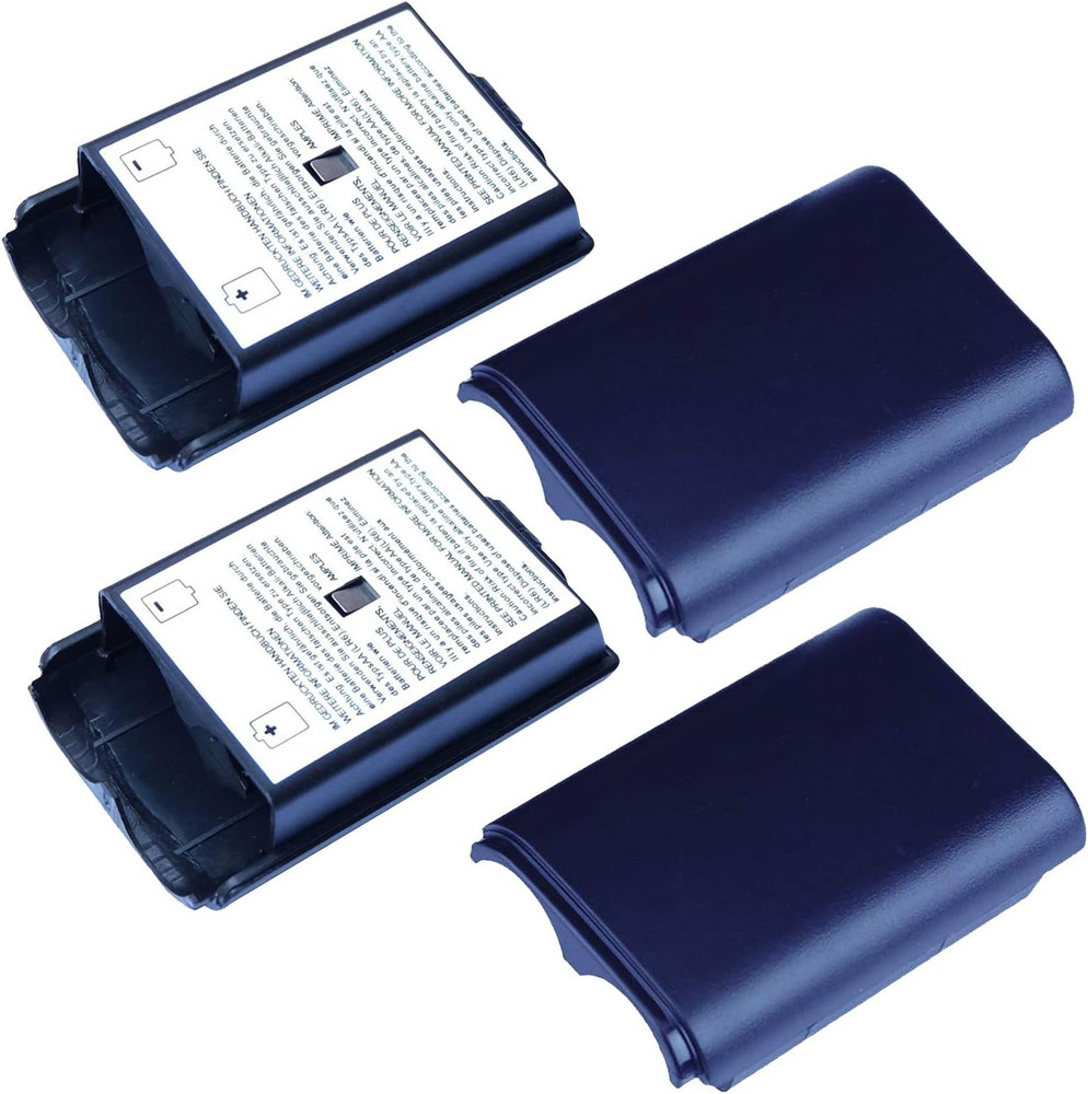 4X Battery Pack Cover Shell Case for Xbox 360 Wireless Controller (Black)