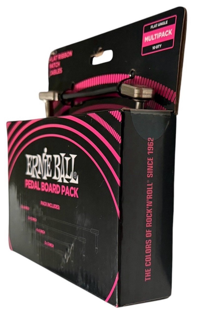 Ernie Ball Flat Ribbon Patch Cables Pedalboard Multi-Pack Black