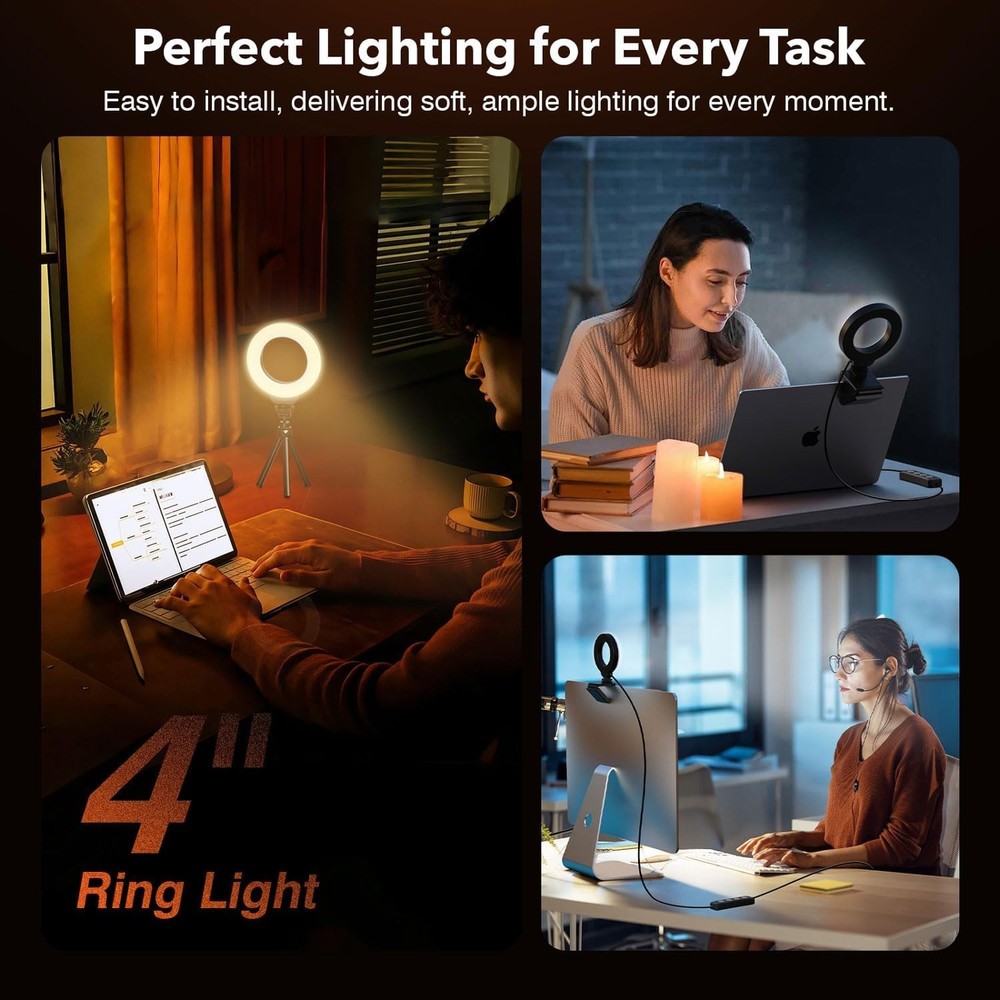 Compact USB Ring Light with Tripod – Perfect for Video Conferencing & Selfies