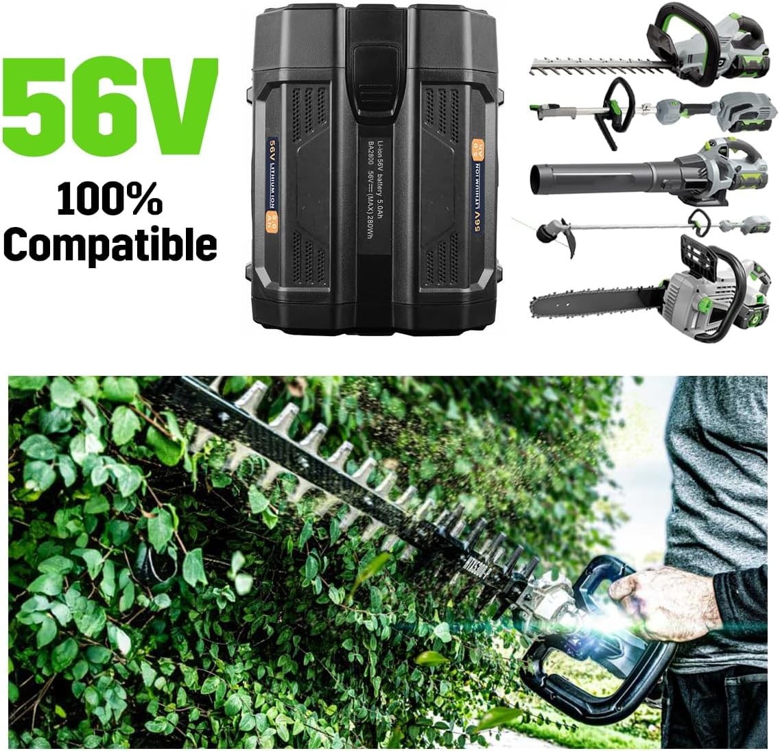 For EGO 56Volt Power+ BA2800 BA4200T 5.0Ah Lithium-ion Battery+Charger CH2800D