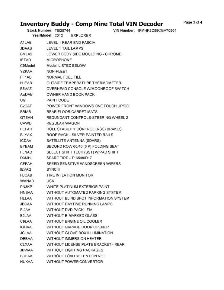 EXPLORER 2012 Transmission Shift 966614