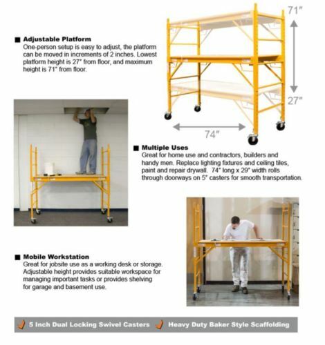 6 Foot Multi Purpose Rolling Scaffolding 1000-LB Capacity