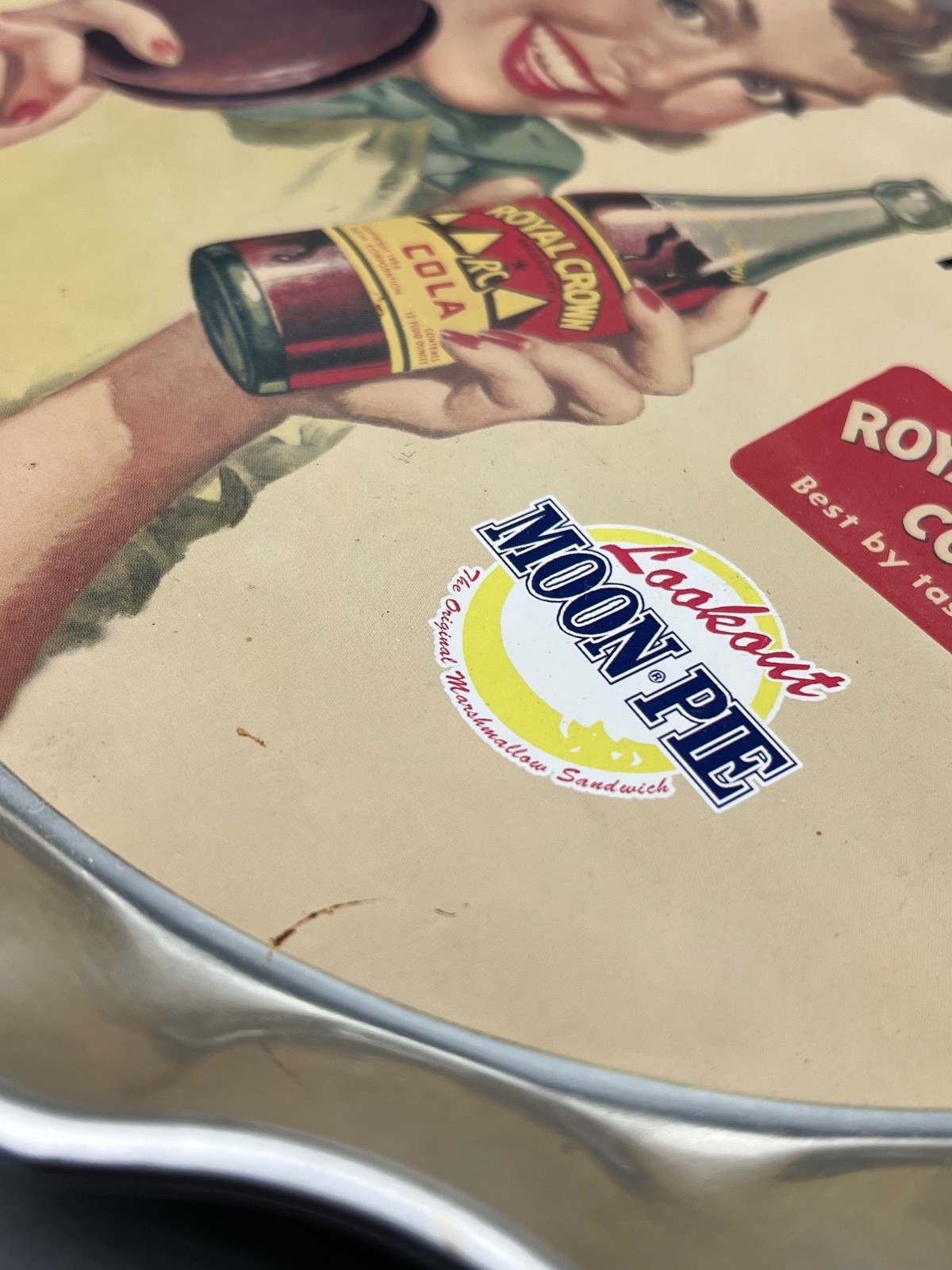 Vintage RC Cola MoonPie Metal Advertising Tray 12” Retro Soda Sign