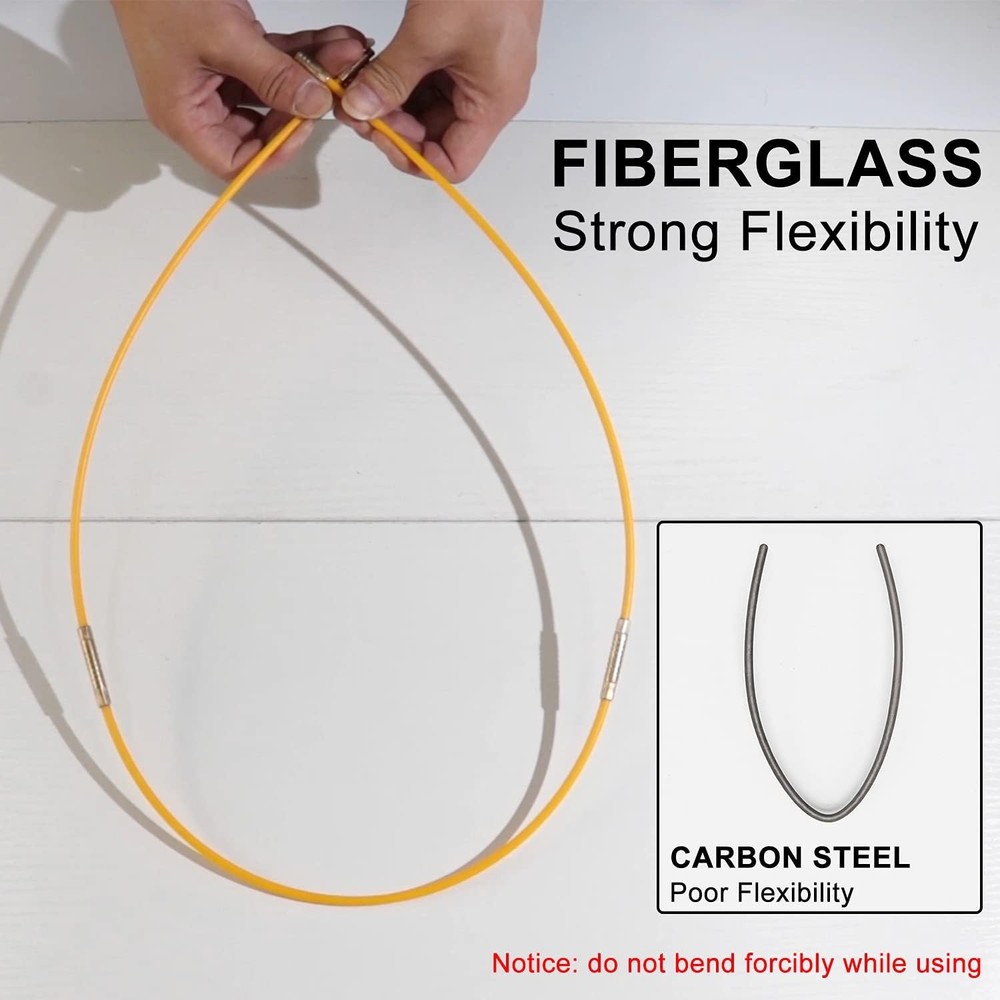 11' Fiberglass Running Electrical Wire Cable Pulling Fish Tape Kit with 5 Differ