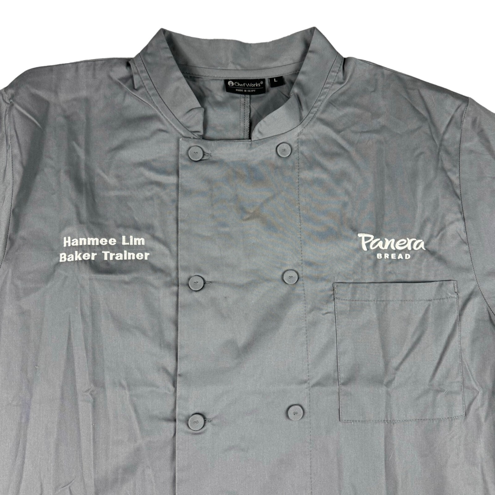 Chef Works Panera Bread Men's Large Gray Button Up Work Shirt