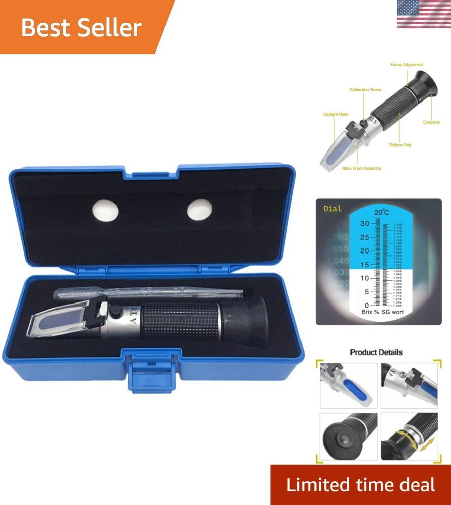Brix Refractometer with ATC, Dual Scale - Specific Gravity & Brix, Hydrometer...