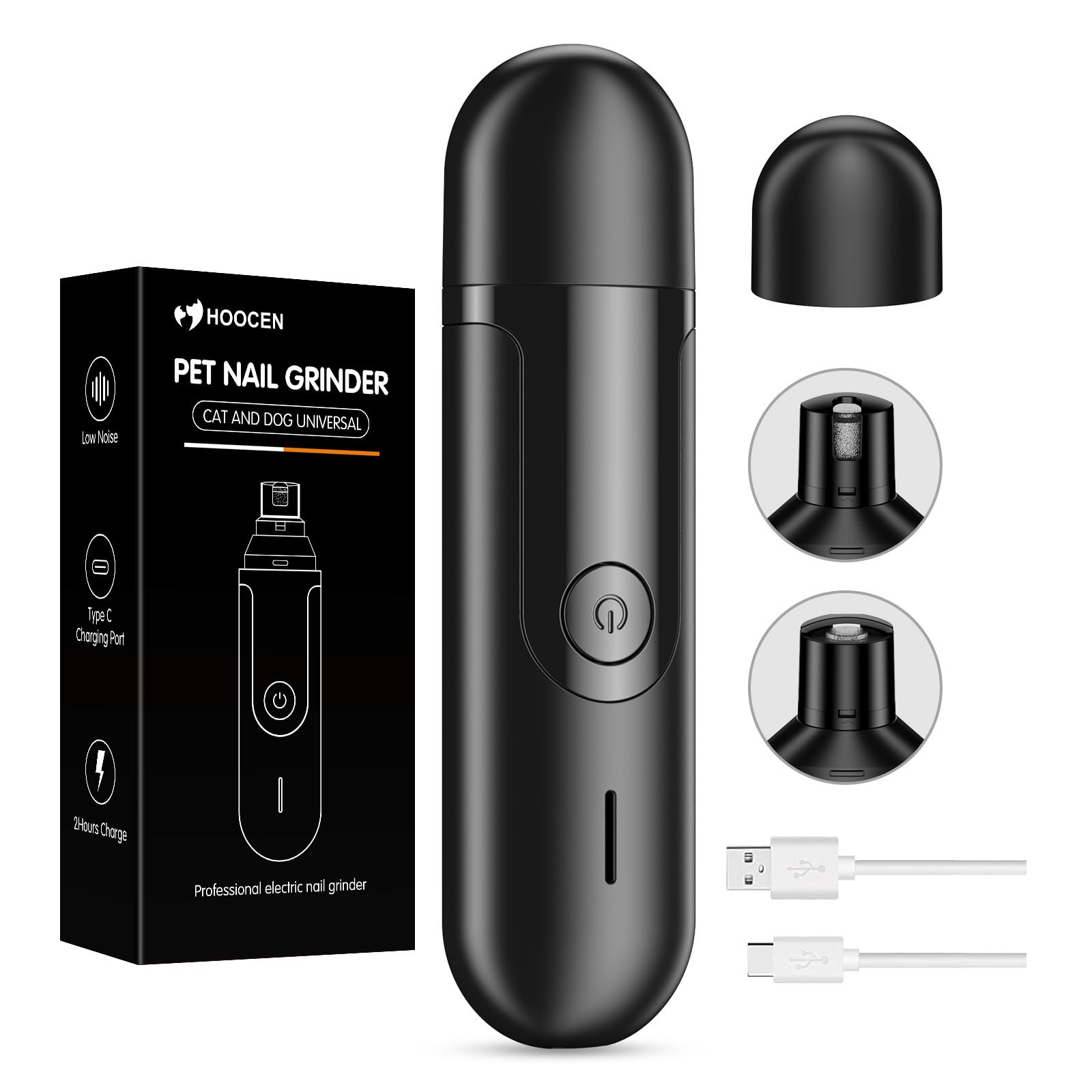 Dog Nail Grinder, Quiet and Low-Vibration Dog Nail Trimmers for Large Dogs, Medi