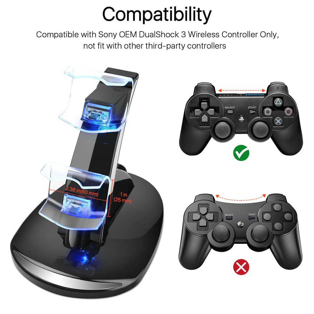 PS3 Controller Charger Stand f/ Sony Playstation 3 Controller Wireless Dualshock
