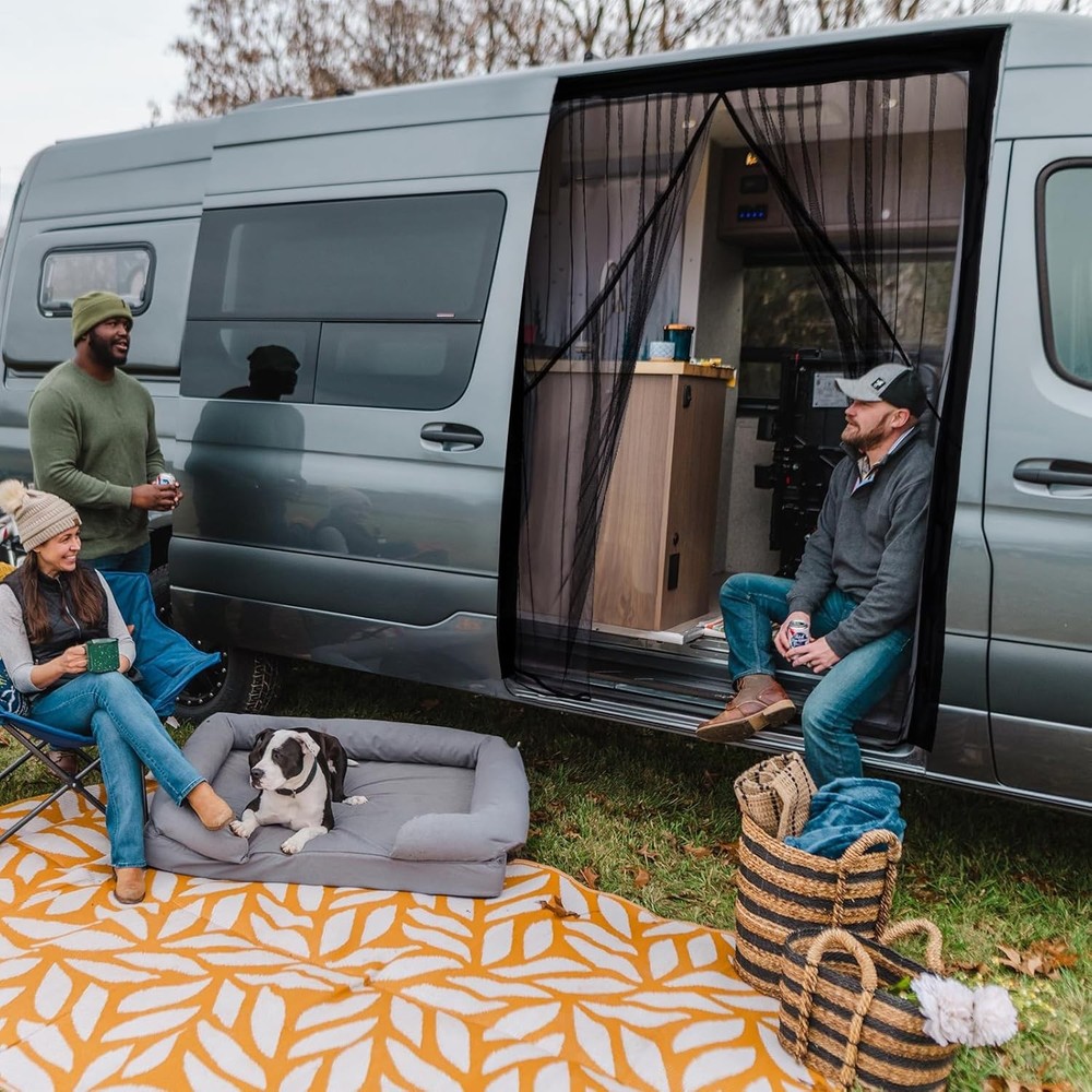 Magnetic Mesh Bug Screen for Sliding Side Van Door - Easy Installation