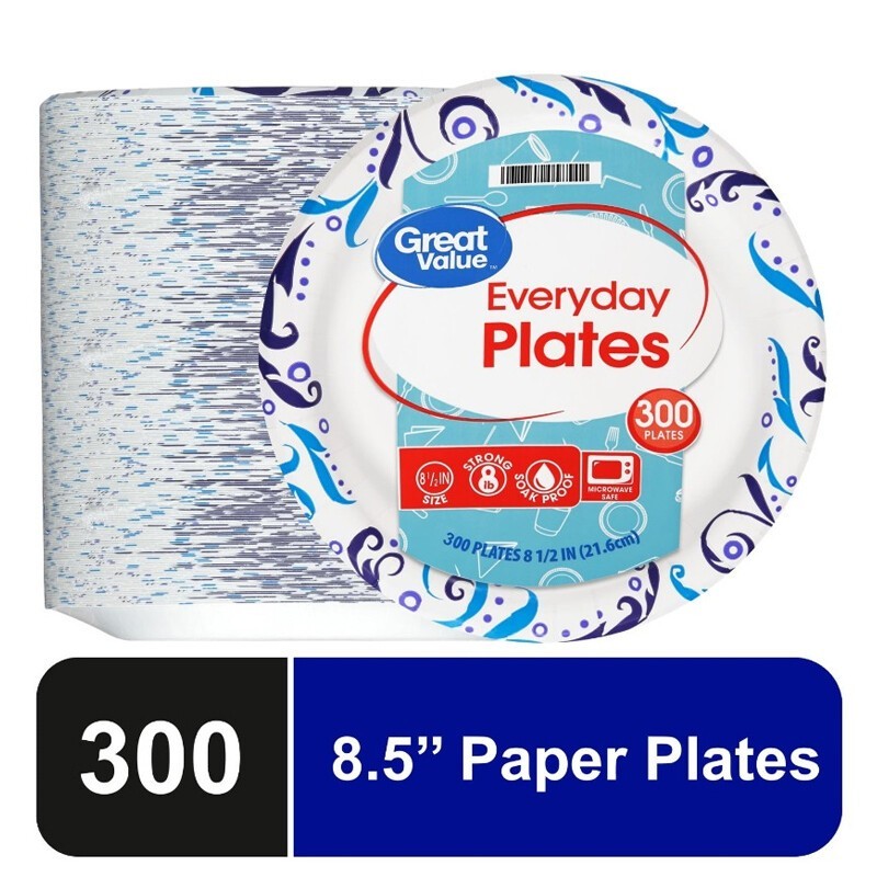 Everyday Strong Soak Proof Microwave Safe Disposable Paper Plates Patterned New
