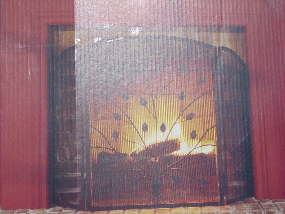 New Restore & Restyle Hearth Brown Rust Leaf Tree Wrought Iron Fireplace Screen
