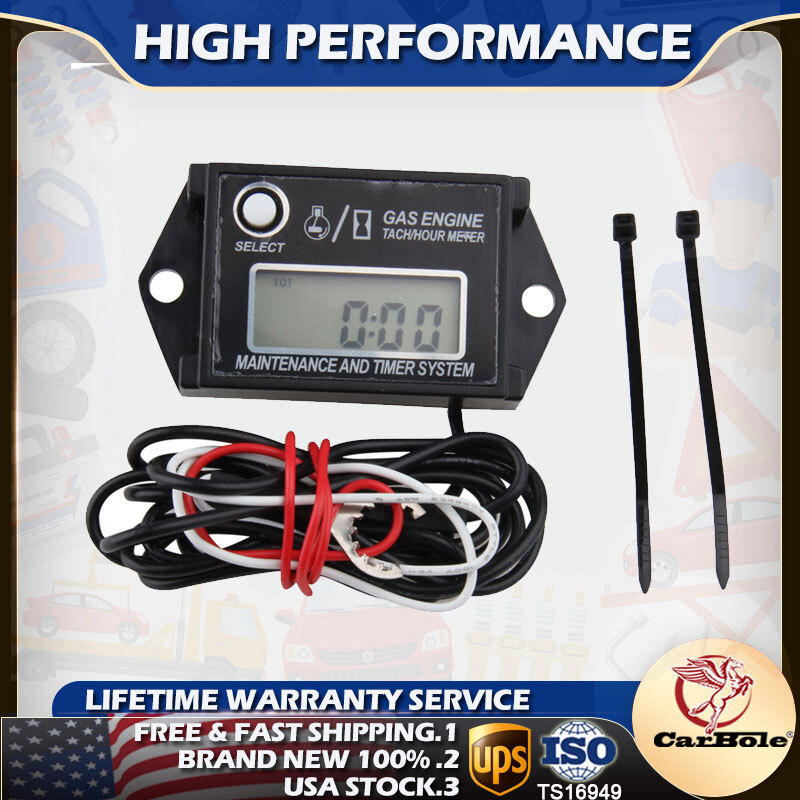Waterproof Tachometer Tiny Tach/Hour Meter for 2 Stroke & 4 Stroke Small Engine