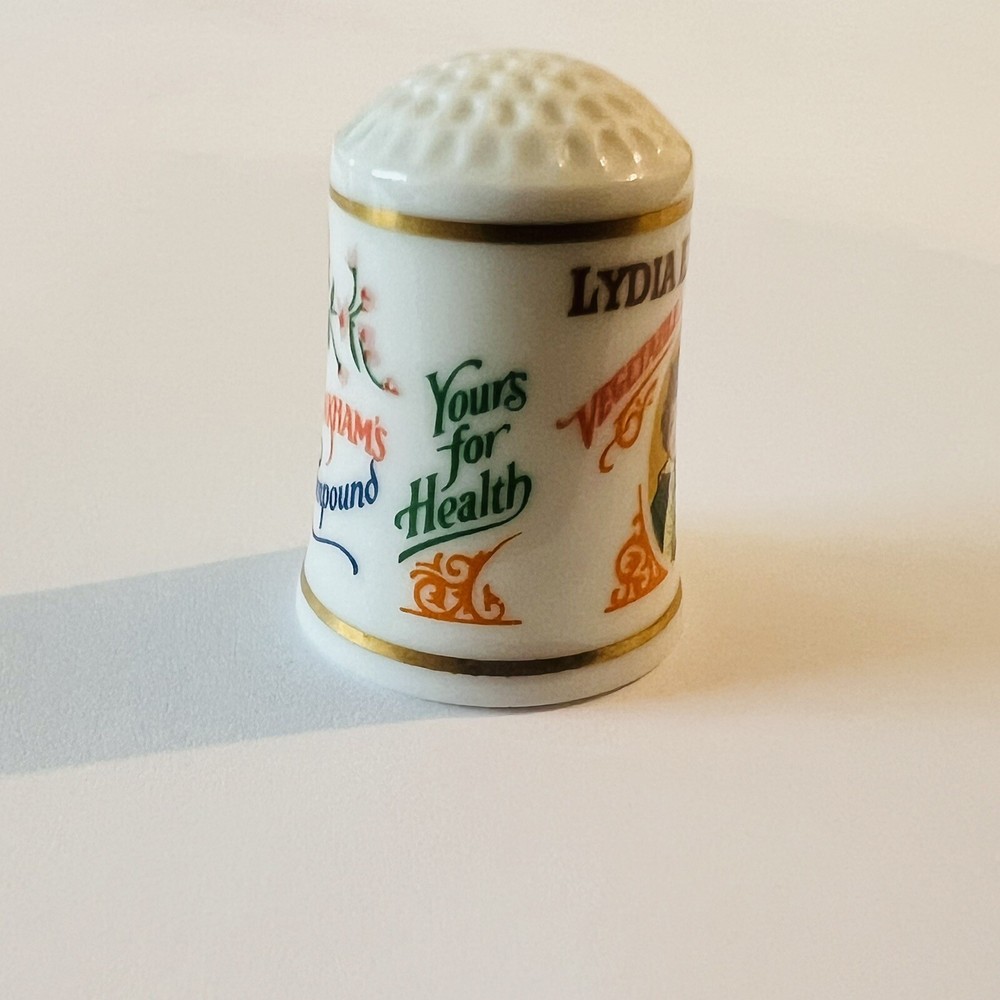 Vintage Advertising Thimble 1980 Lydia E. Pinkham Vegetable Compound