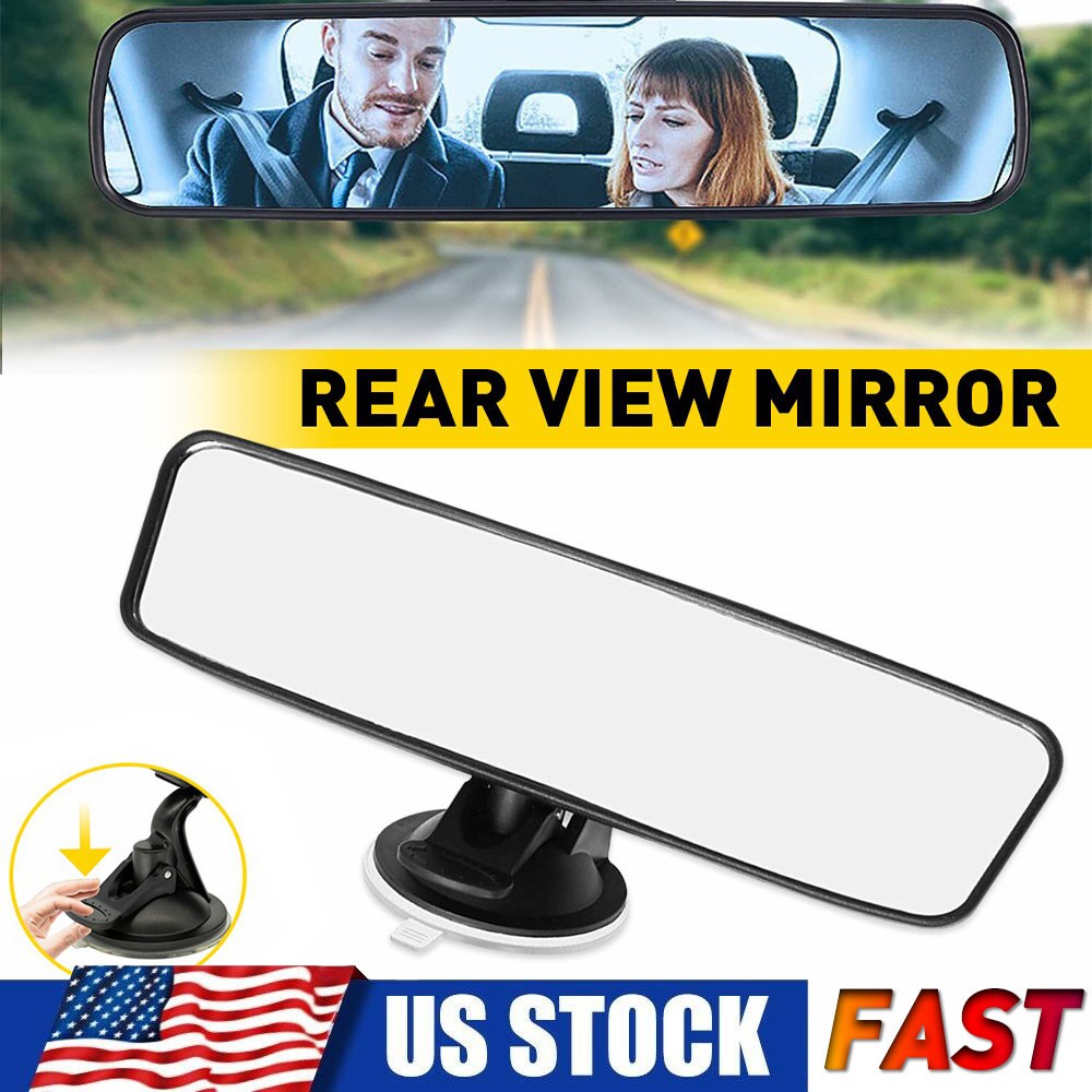 Car Interior Rear View Mirror Wide Flat Suction Cup Universal Angle Adjust EAH