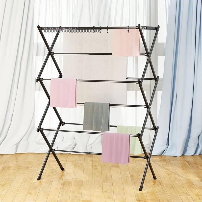 Adjustable Iron Laundry Drying Rack Foldable Space Saving 35lbs Capacity New