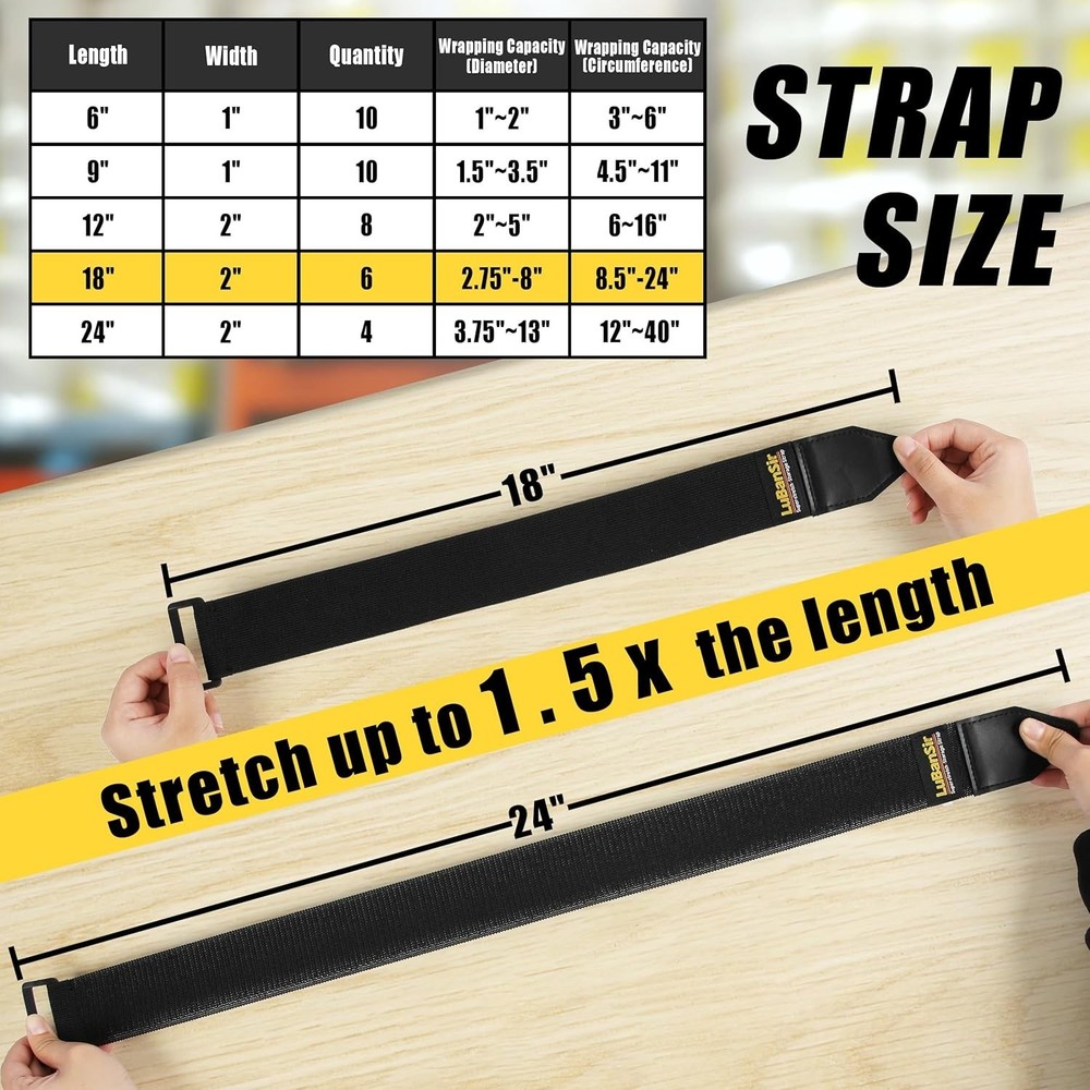 Multipurpose Elastic Storage Straps - 6 Pack for Tight Securing & Organization