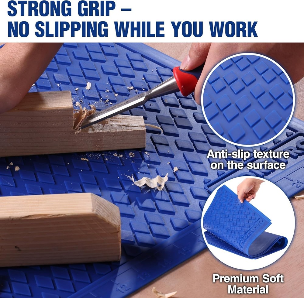 WORKPRO 2PC Silicone Workbench Pad Protector Glue Mat Non-Stick Measurement Grid