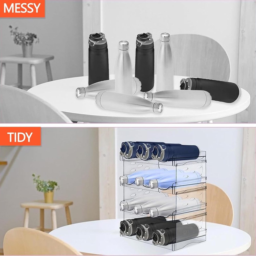 Transparent Stackable 2-Tier Wine Holder - Easy Access Organizer for 6 Bottles